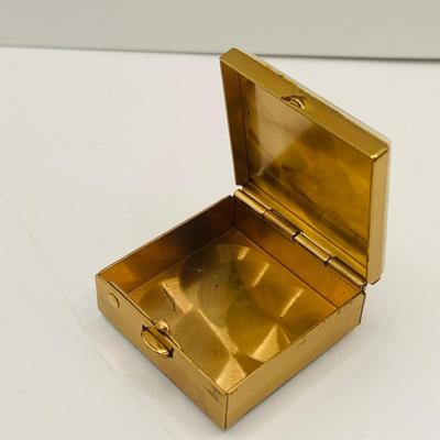 LOT 181: Vintage Mother of Pearl on Brass Vanity Set Including Folding Comb, Compact and Pill Box