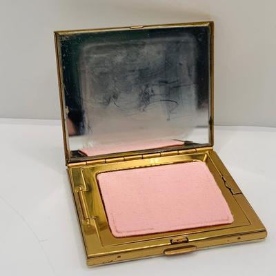 LOT 181: Vintage Mother of Pearl on Brass Vanity Set Including Folding Comb, Compact and Pill Box