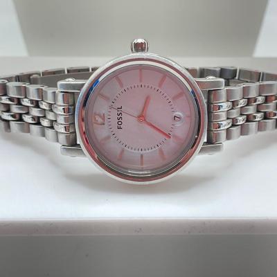 LOT 193J: Sterling / Silver Tone Jewelry Collection - Fossil Watch, Alpaca Mexico Bangle Bracelets, Earrings, Mother of Pearl Earrings...