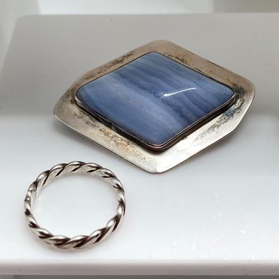 LOT 193J: Sterling / Silver Tone Jewelry Collection - Fossil Watch, Alpaca Mexico Bangle Bracelets, Earrings, Mother of Pearl Earrings...