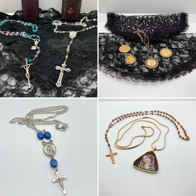 LOT 194J: Beautiful Religious Jewelry / Rosary Bead, Necklace, Medals / Charm and More Collection