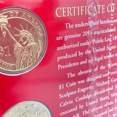 LOT 196J: US Mint Uncirculated Presidential $1 Coin Sets - 2012, 2013, 2014 and 2015 in Sealed Packaging