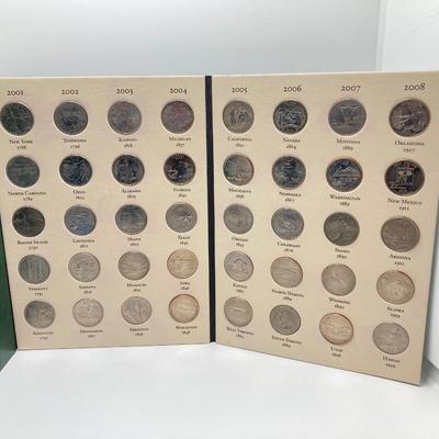 LOT 198J: Fifty State Commemorative Quarters 1999 - 2008 and Presidential Dollar 2007 in Collector Folder Books
