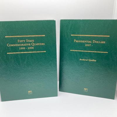 LOT 198J: Fifty State Commemorative Quarters 1999 - 2008 and Presidential Dollar 2007 in Collector Folder Books