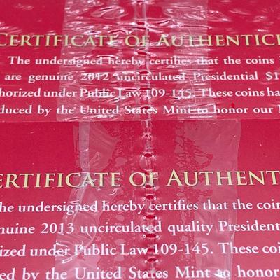 LOT 200J: 2012, 2013, 2014 and 2015 US Mint Presidential $1 Uncirculated Coin Sets in Sealed Packaging