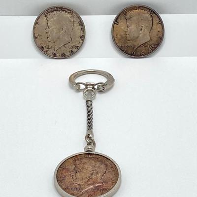 LOT 201J: Three 1964 US Liberty Kennedy Half Dollar Silver Coins