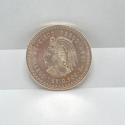 LOT 203J: Silver Coins - 1948 Cinco (5) Pesos .900 Silver Coin and 1924 Bolivar Libertador