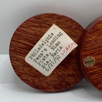 LOT 204J: 1492 - 1992 500 Quincentennial Coin in Round Wooden Box and 1976 United Nations Bronze Peace Medal