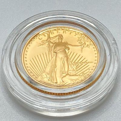 LOT 205J: 1988 American Eagle One-Tenth Ounce Five Dollar Gold Coin with Certificate of Authenticity in Original Presentation Box