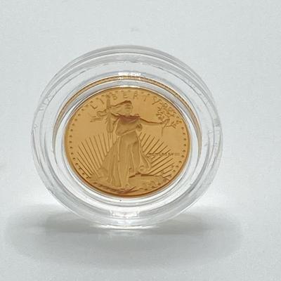 LOT 205J: 1988 American Eagle One-Tenth Ounce Five Dollar Gold Coin with Certificate of Authenticity in Original Presentation Box