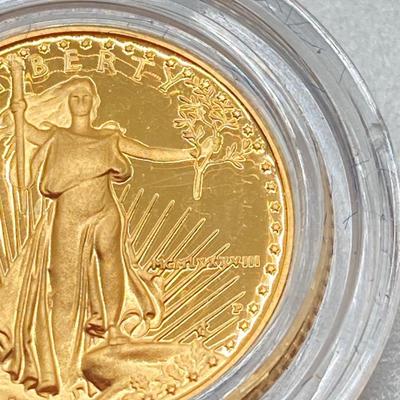 LOT 205J: 1988 American Eagle One-Tenth Ounce Five Dollar Gold Coin with Certificate of Authenticity in Original Presentation Box