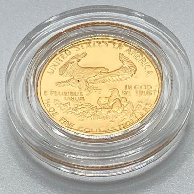 LOT 205J: 1988 American Eagle One-Tenth Ounce Five Dollar Gold Coin with Certificate of Authenticity in Original Presentation Box