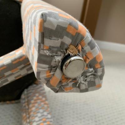 LOT 2 L: 2 Weiman / Warren Lloyd 1970's Style Orange & Grey Tufted Tub Chairs w/ Matching Ottomans