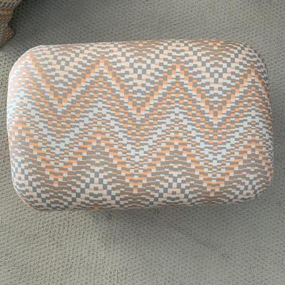 LOT 2 L: 2 Weiman / Warren Lloyd 1970's Style Orange & Grey Tufted Tub Chairs w/ Matching Ottomans