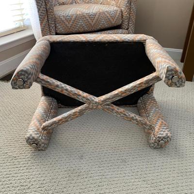 LOT 2 L: 2 Weiman / Warren Lloyd 1970's Style Orange & Grey Tufted Tub Chairs w/ Matching Ottomans