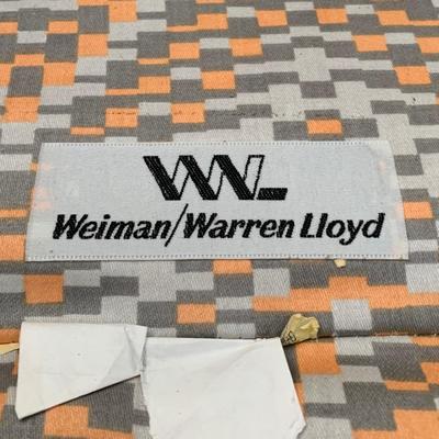 LOT 2 L: 2 Weiman / Warren Lloyd 1970's Style Orange & Grey Tufted Tub Chairs w/ Matching Ottomans