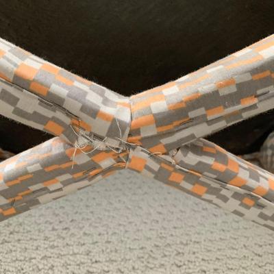 LOT 2 L: 2 Weiman / Warren Lloyd 1970's Style Orange & Grey Tufted Tub Chairs w/ Matching Ottomans