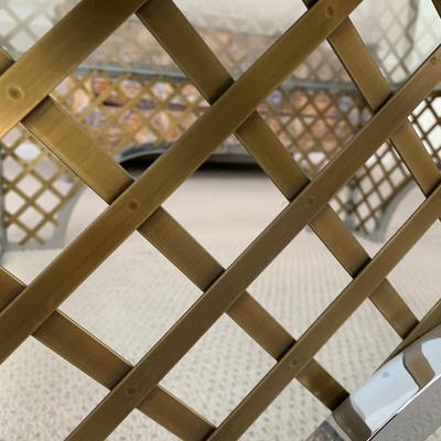 LOT 3 L: Square Glass Top & Thatched Metal Base Table