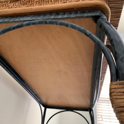 LOT 6 O: 1 Drawer Wicker & Ratan Desk / Table w/ Metal Legs