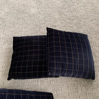 LOT 8 F: Velvet 1970's Style Dark Blue / Black Velvet Yellow Square Stitch Couch & Loveseat from D. Becker & Sons