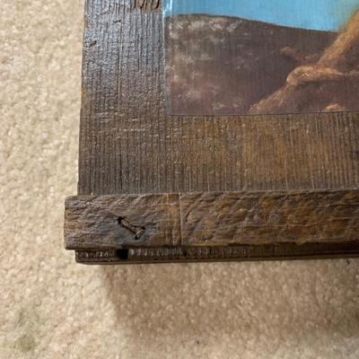 LOT 13 B: Native American w/ Spirit Horses Print on Pallet Wood