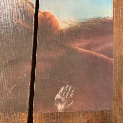 LOT 13 B: Native American w/ Spirit Horses Print on Pallet Wood