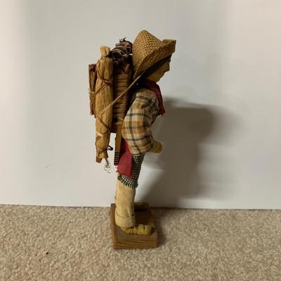 LOT 15 B: Paper Craft Mexican Folk Art Figures, Guatemalan Folk Art Figure, & Hand Carved Wooden Donkey made in Israel