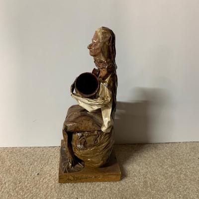 LOT 15 B: Paper Craft Mexican Folk Art Figures, Guatemalan Folk Art Figure, & Hand Carved Wooden Donkey made in Israel