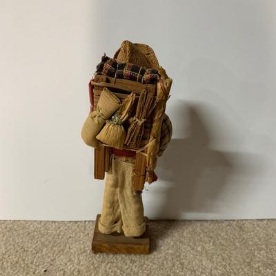 LOT 15 B: Paper Craft Mexican Folk Art Figures, Guatemalan Folk Art Figure, & Hand Carved Wooden Donkey made in Israel