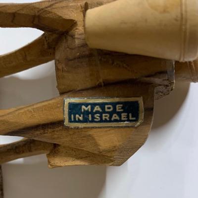 LOT 15 B: Paper Craft Mexican Folk Art Figures, Guatemalan Folk Art Figure, & Hand Carved Wooden Donkey made in Israel