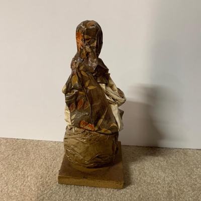 LOT 15 B: Paper Craft Mexican Folk Art Figures, Guatemalan Folk Art Figure, & Hand Carved Wooden Donkey made in Israel