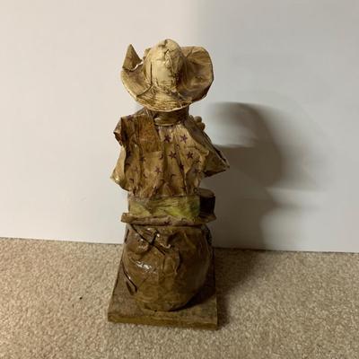 LOT 15 B: Paper Craft Mexican Folk Art Figures, Guatemalan Folk Art Figure, & Hand Carved Wooden Donkey made in Israel