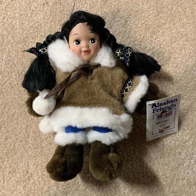LOT 18 B: 1998 Painted Slate "Deer Hunter" by E. Nakai, "Alaskan Friends" Native Style Doll, & Native American...