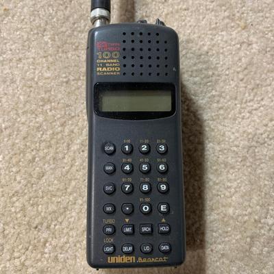 LOT 19 B: Uniden Bearcat Twin Turbo 100 Channel 11 Band Radio Scanner Model #BC 120XLT, 2 Motorola Talkabout Distance DPS Two-Way...