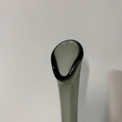 LOT 20 B: Murano Style Black & White Cane Striped & Smoke Glass Vase