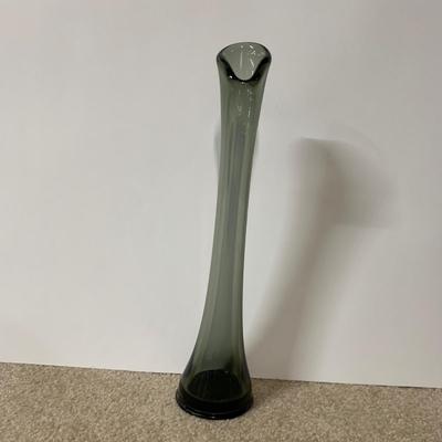 LOT 20 B: Murano Style Black & White Cane Striped & Smoke Glass Vase