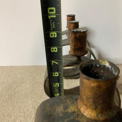 LOT 21 B: Gilded Hammered Spiral Metal Candle Stick Holder (Heavy)