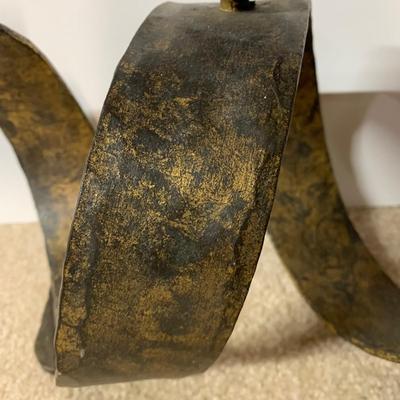 LOT 21 B: Gilded Hammered Spiral Metal Candle Stick Holder (Heavy)