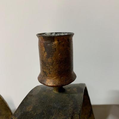 LOT 21 B: Gilded Hammered Spiral Metal Candle Stick Holder (Heavy)