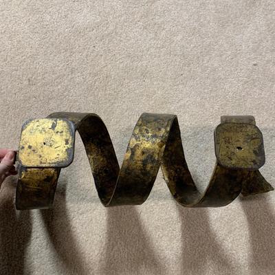 LOT 21 B: Gilded Hammered Spiral Metal Candle Stick Holder (Heavy)