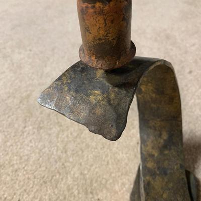 LOT 21 B: Gilded Hammered Spiral Metal Candle Stick Holder (Heavy)