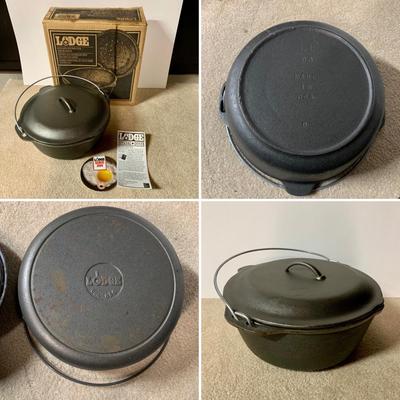 LOT 22 B: Lodge 6 & 7 (in box) Quart Dutch Ovens w/ Iron Covers