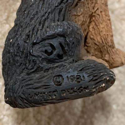 LOT 24 B: Little Guy Collection; Signed or Stamped Figures, Hand Carved Wooden Bear, & Bearded Man Ocarina Flute