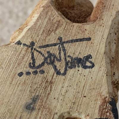 LOT 24 B: Little Guy Collection; Signed or Stamped Figures, Hand Carved Wooden Bear, & Bearded Man Ocarina Flute