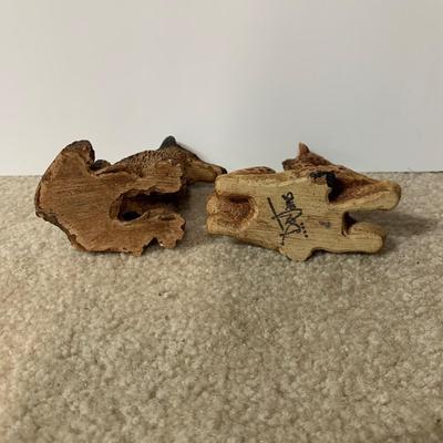 LOT 24 B: Little Guy Collection; Signed or Stamped Figures, Hand Carved Wooden Bear, & Bearded Man Ocarina Flute