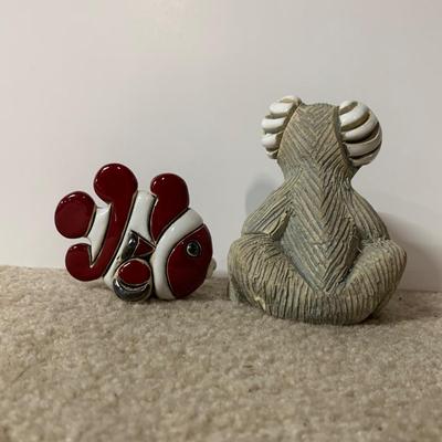 LOT 25 B: Little Guy Collection; Signed or Stamped Figures, Zebra, Koala, Ducks, Fish, & Dog