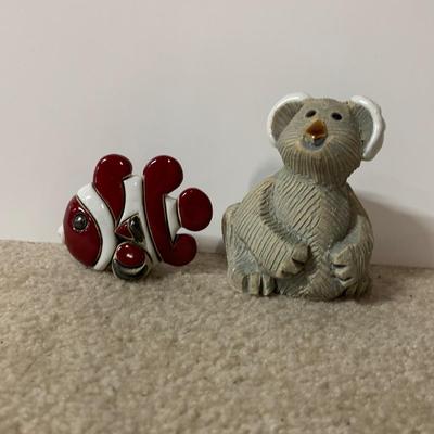 LOT 25 B: Little Guy Collection; Signed or Stamped Figures, Zebra, Koala, Ducks, Fish, & Dog