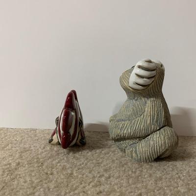 LOT 25 B: Little Guy Collection; Signed or Stamped Figures, Zebra, Koala, Ducks, Fish, & Dog