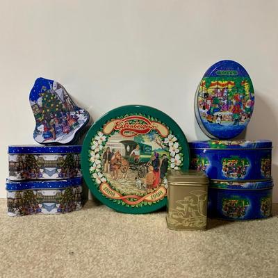 LOT 26 B: Collectible Tin Collection; Smokin' Joe's Racing, Enamel Footed Spinning Candy Tin, & More