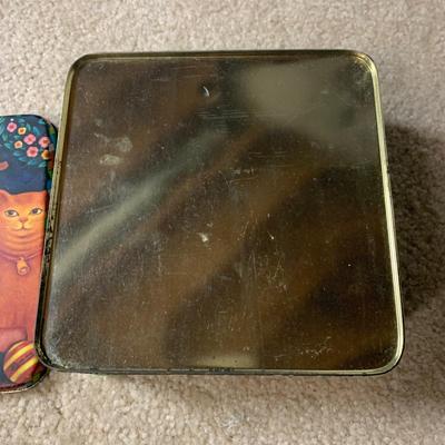 LOT 26 B: Collectible Tin Collection; Smokin' Joe's Racing, Enamel Footed Spinning Candy Tin, & More